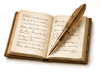 Open journal with pen